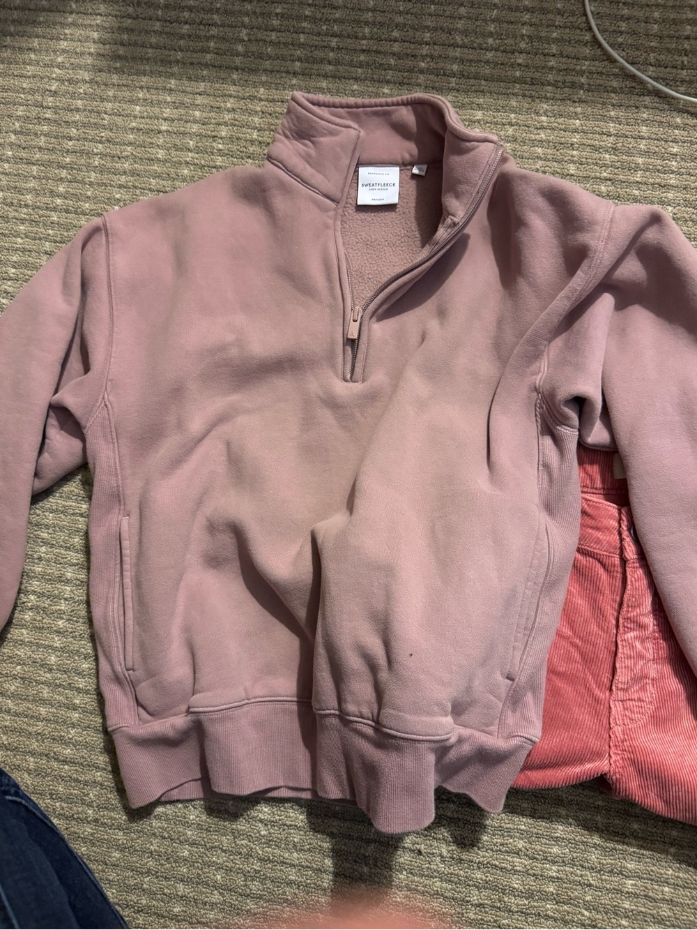 Aritzia Mauve Quarter-Zip Fleece Pullover